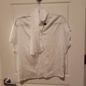 Top Shop White Satin Blouse with Scarf